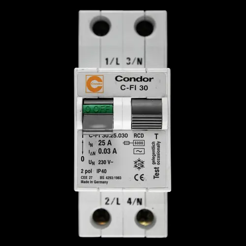 CONDOR 25 AMP 30mA DOUBLE POLE RCCB RCD TYPE AC C-FI 30.25.030