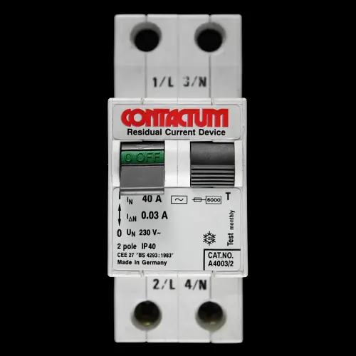 CONTACTUM 40 AMP 30mA DOUBLE POLE RCD TYPE AC A4003/2