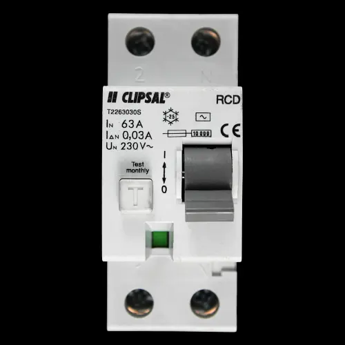 CLIPSAL 63 AMP 10kA 30mA DOUBLE POLE RCD TYPE AC T2263030S