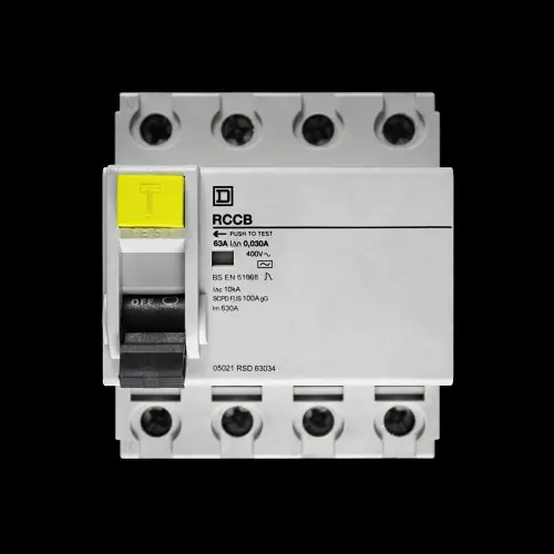 SQUARE D 63 AMP 30mA FOUR POLE RCCB RCD 05021 RSD 63034
