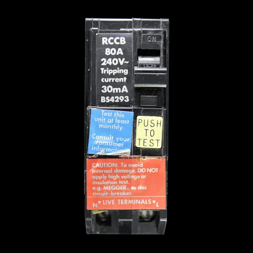 SQUARE D 80 AMP 30mA DOUBLE POLE RCCB RCD QO200RCDX30