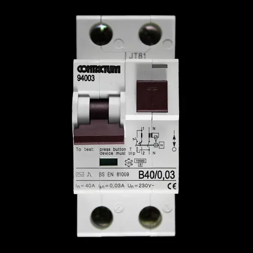 CONTACTUM 40 AMP CURVE B 10kA 30mA DOUBLE POLE RCBO TYPE AC B40/0,03 94003