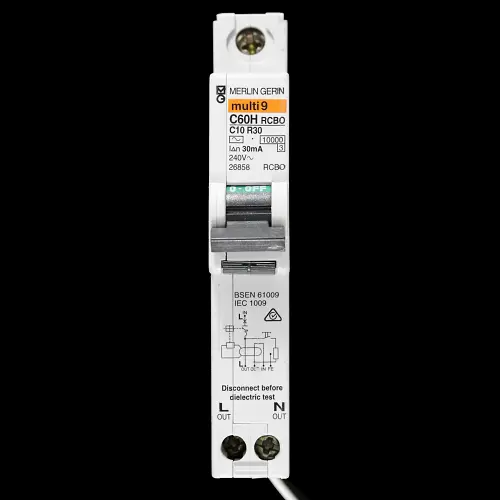 MERLIN GERIN 10 AMP CURVE C 10kA 30mA RCBO TYPE AC C60H MULTI9 26858