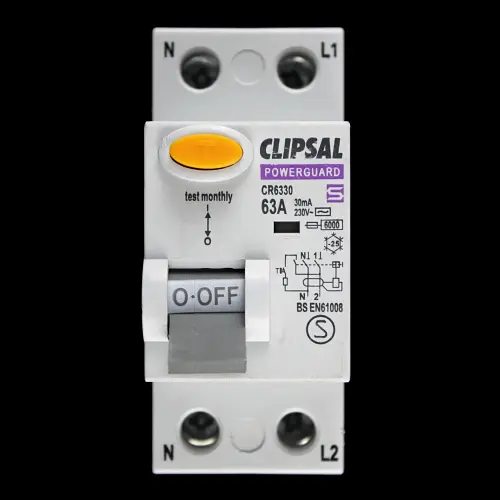 CLIPSAL 63 AMP 30mA DOUBLE POLE RCD TYPE AC CR6330 POWERGUARD