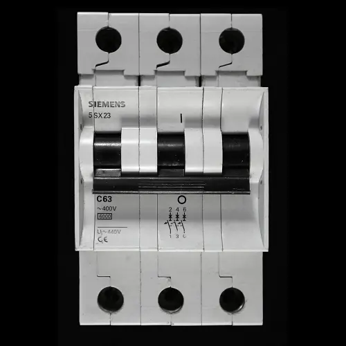 SIEMENS 63 AMP CURVE C 6kA TRIPLE POLE MCB CIRCUIT BREAKER 5SX23 5SX2