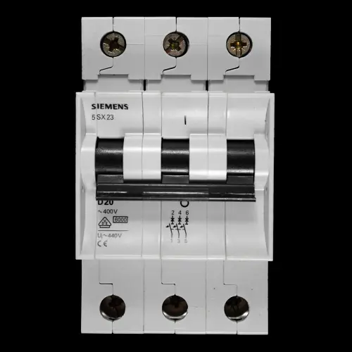 SIEMENS 20 AMP CURVE D 6kA TRIPLE POLE MCB CIRCUIT BREAKER 5SX23 5SX2