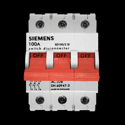 SIEMENS 100 AMP TRIPLE POLE MAIN SWITCH DISCONNECTOR SD100/3 SI