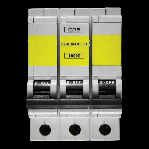 SQUARE D 25 AMP CURVE C 10kA TRIPLE POLE MCB CIRCUIT BREAKER QOE 10000