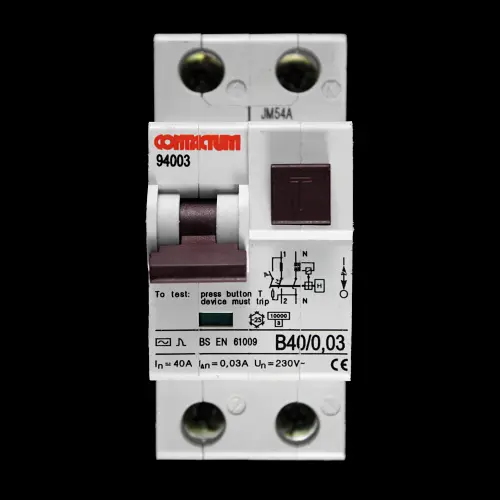 CONTACTUM 40 AMP CURVE B 10kA 30mA DOUBLE POLE RCBO TYPE AC B40/0,03 94003 RED