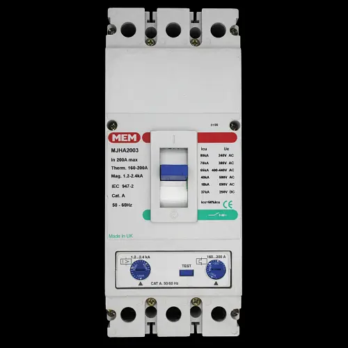 MEM 200 AMP 65kA TRIPLE POLE MCCB MJHA2003