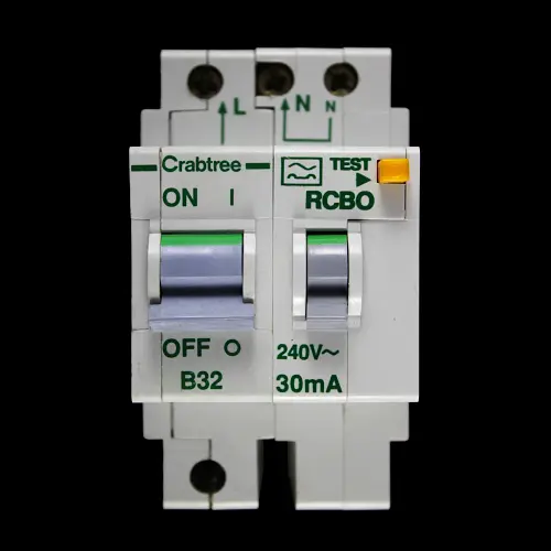 CRABTREE B 32 RCBO DOUBLE POLE 10kA 30mA TYPE A POLESTAR