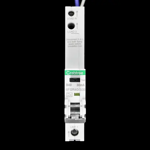 CRABTREE 40 AMP CURVE B 6kA 30mA RCBO 6FSR40/30B LOADSTAR