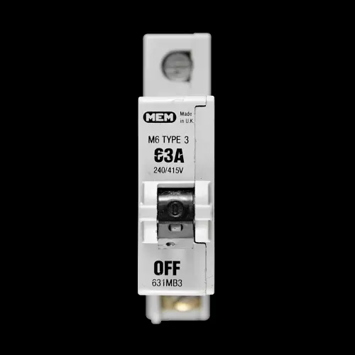 MEM 63 AMP TYPE 3 M6 MCB CIRCUIT BREAKER 631MB3 GREY