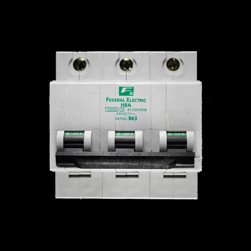 FEDERAL 63 AMP CURVE B 10kA TRIPLE POLE MCB CIRCUIT BREAKER HBA