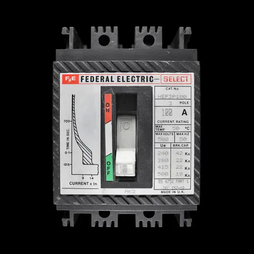 FEDERAL ELECTRIC 100 AMP 22kA MCCB TRIPLE POLE SELECT HEF3P100