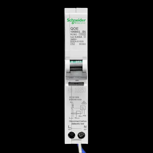 SCHNEIDER 6 AMP CURVE B 10kA 30mA RCBO QOE 106B03