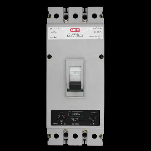 MEM 250 AMP 35kA TRIPLE POLE MCCB MJLA2503