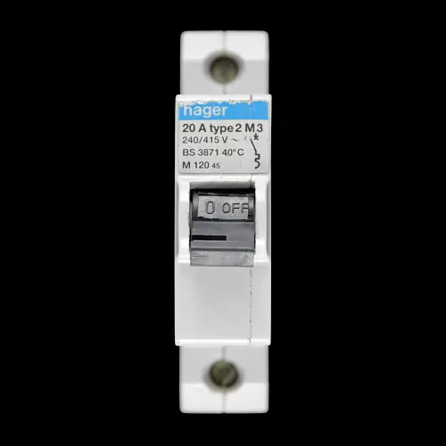 HAGER 20 AMP TYPE 2 M3 MCB CIRCUIT BREAKER M120 45
