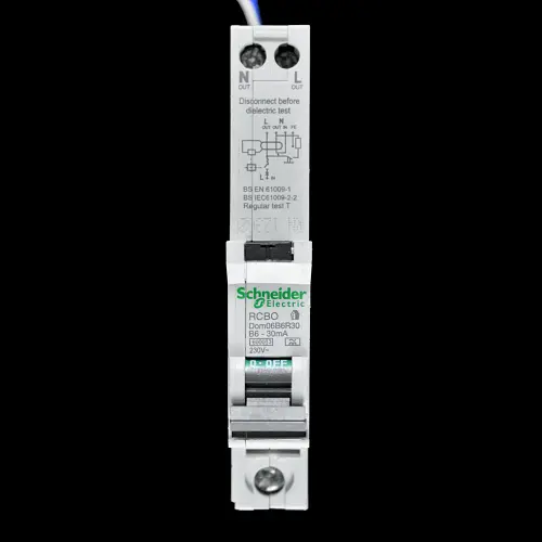 SCHNEIDER 6 AMP CURVE B 6kA 30mA RCBO TYPE A DOM06B6R30