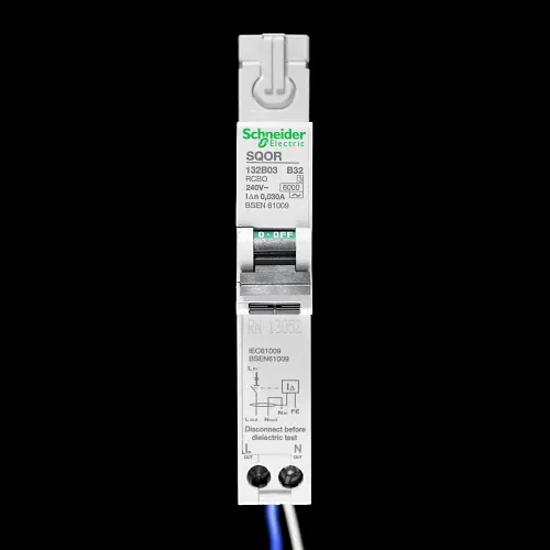 SCHNEIDER 32 AMP CURVE B 6kA 30mA RCBO TYPE AC SQOR132B03