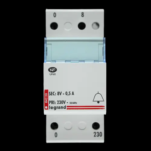 LEGRAND 8V 0.5A DOOR BELL TRANSFORMER DIN RAIL 230V 04220