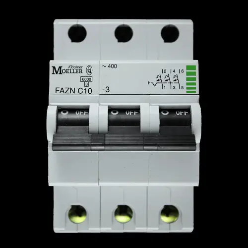 MOELLER 10 AMP CURVE C 6kA TRIPLE POLE MCB CIRCUIT BREAKER FAZN C10-3
