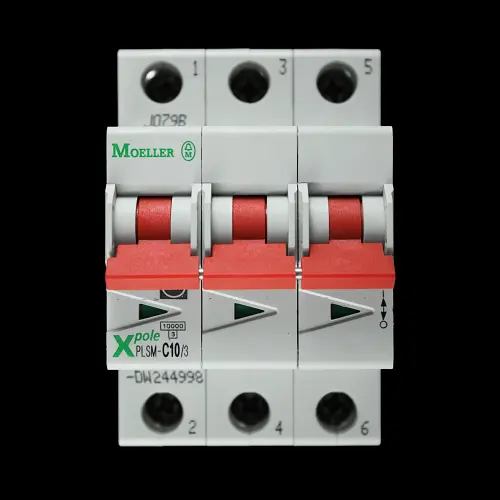 MOELLER 10 AMP CURVE C 10kA TRIPLE POLE MCB CIRCUIT BREAKER PLSM-C10/3