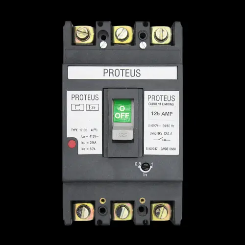 PROTEUS 125 AMP 25kA TRIPLE POLE MCCB S100