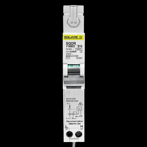 SQUARE D 16 AMP CURVE B 6kA 30mA RCBO TYPE AC SQOR 116B03