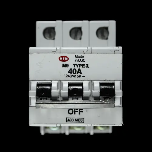 MEM 40 AMP TYPE 3 M9 TRIPLE POLE MCB CIRCUIT BREAKER 403 MB3