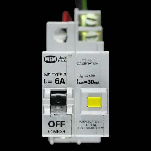 MEM 6 AMP TYPE 3 M9 30mA DOUBLE POLE MCB-RCD RCBO 61MB3R