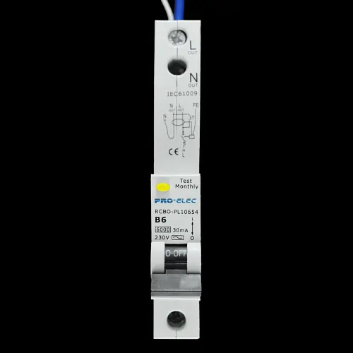PRO-ELEC B 6 RCBO 6kA 30mA TYPE AC PL10654