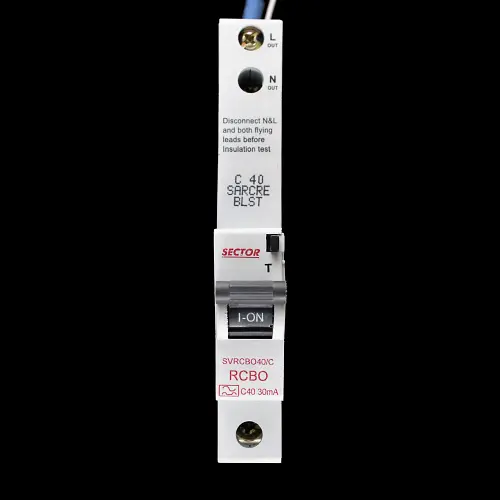 SECTOR 40 AMP CURVE C 6kA 30mA RCBO TYPE A SVRCBO40/C RED