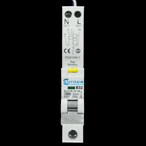 EUROPA 32 AMP CURVE B 10kA 30mA RCBO TYPE AC EUC7R.32/1B