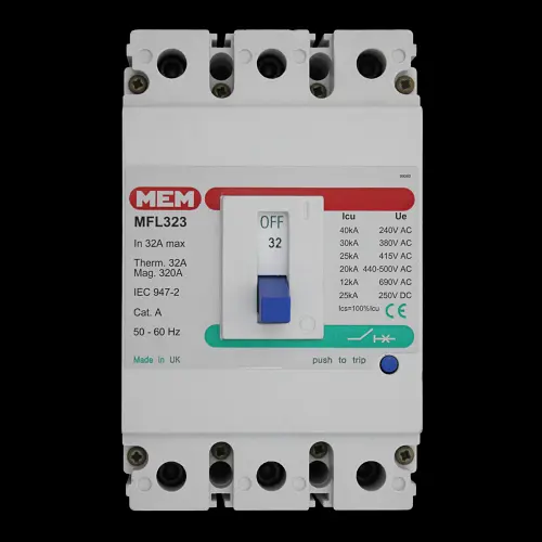 MEM 32 AMP 25kA TRIPLE POLE MCCB MFL323