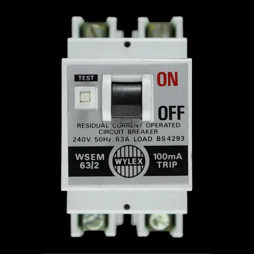 WYLEX 63 AMP 100mA DOUBLE POLE RCCB RCD WSEM 63/2 NARROW