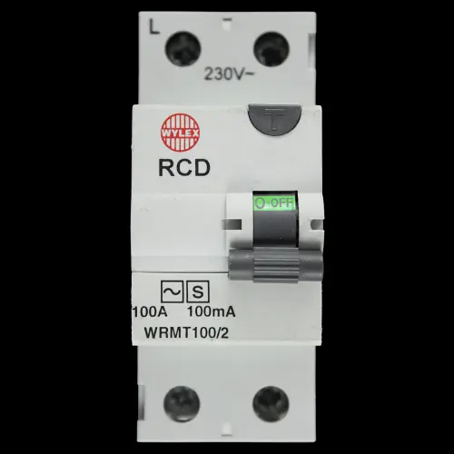 WYLEX 100 AMP 100mA DOUBLE POLE TIME DELAYED TYPE AC RCD WRMT100/2