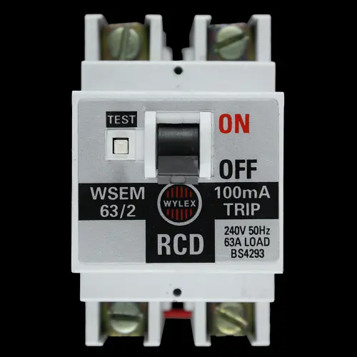 WYLEX 63 AMP 100mA DOUBLE POLE RCD WSEM 63/2