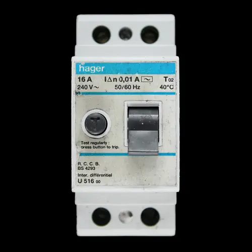 HAGER 16 AMP 10mA DOUBLE POLE RCCB U516 00