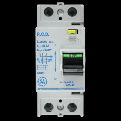 GENERAL ELECTRIC 80 AMP 100mA RCD DOUBLE POLE TYPE AC 660446 V/304-028101