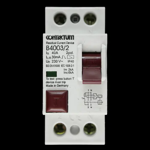 CONTACTUM 40 AMP 6kA 30mA DOUBLE POLE RCD TYPE AC B4003/2