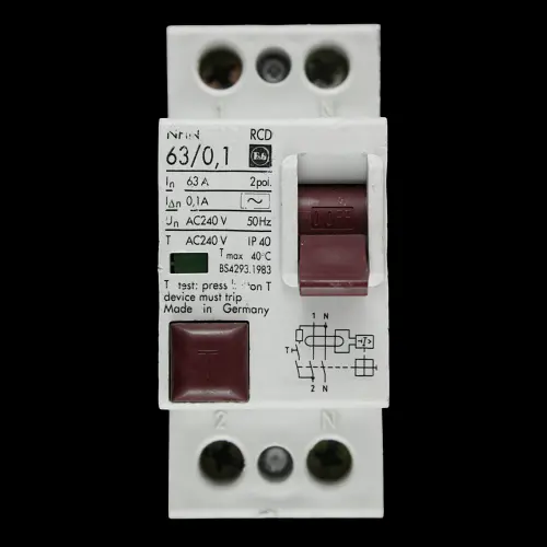 F&G 63 AMP 100mA DOUBLE POLE RCD TYPE AC NFIN 63/0,1