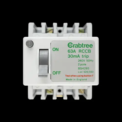 CRABTREE 63 AMP 30mA DOUBLE POLE RCCB 626/030
