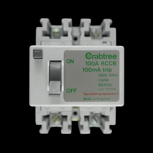 CRABTREE 100 AMP 100mA DOUBLE POLE RCCB RCD 721/100