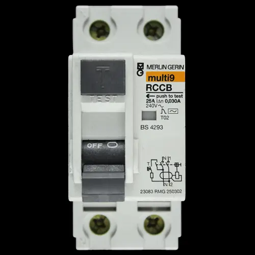MERLIN GERIN 25 AMP 30mA DOUBLE POLE RCCB RCD TYPE AC 23083 RMG 250302 MULTI 9