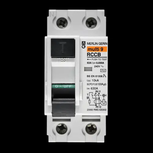 MERLIN GERIN 63 AMP 30mA DOUBLE POLE RCCB TYPE AC 23093 RMG 630302