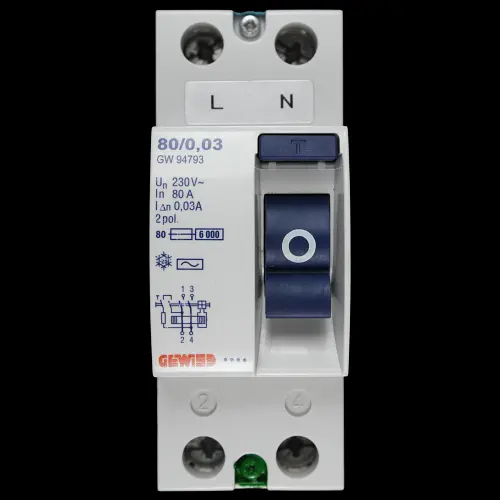 GEWISS 80 AMP 30mA DOUBLE POLE RCD TYPE AC 80/0.03 GW94793