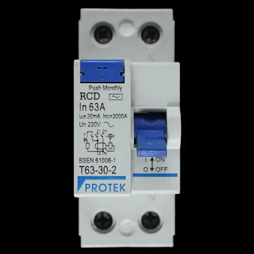 PROTEK 63 AMP 30mA DOUBLE POLE RCD TYPE AC T63-30-2
