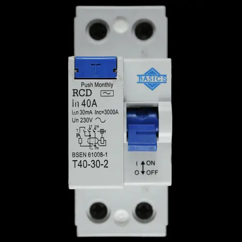 BASIC 40 AMP 30mA DOUBLE POLE RCD T40-30-2