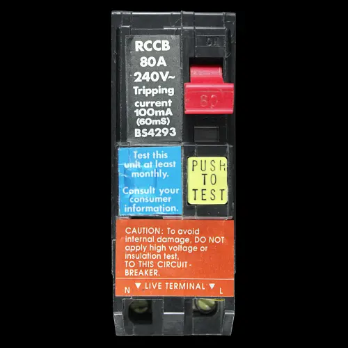 SQUARE D 80 AMP 100mA DOUBLE POLE TIME DELAYED RCCB QO200RCDX100TD